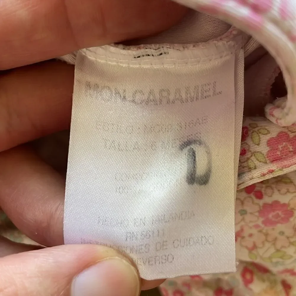 Mon Caramel Baby Girl Floral Cotton Footed Pajamas/ Collared Outfit Size 6 M